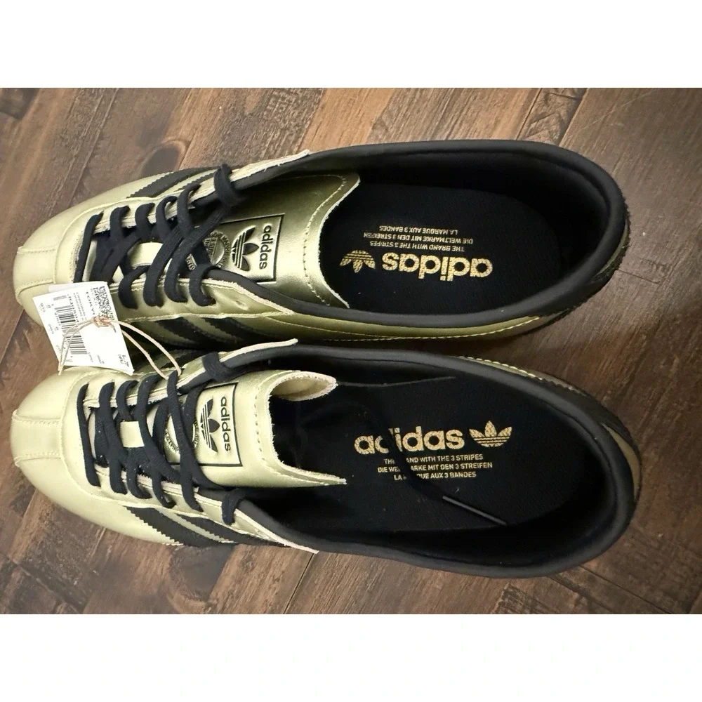 adidas Tokyo W Gold Black Lace Low Top Athletic Sneakers Synthetic Outsole 9.5